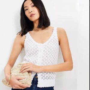 NWOT LOFT Crochet Button Sweater Tank Top